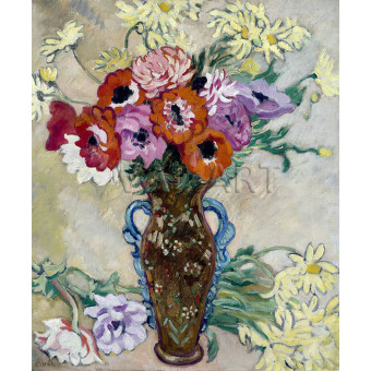 РЕПРОДУКЦИИ НА КАРТИНИ Ваза украсена с анемони и жълти маргаритки от савана (1908)